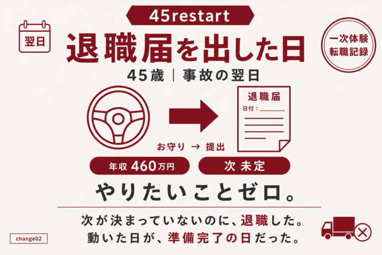 45歳、やりたいことゼロ。事故の翌日、退職届を出した。