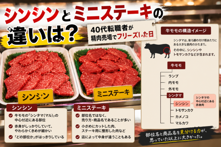 シンシンとミニステーキの違いは？精肉売場で固まった話