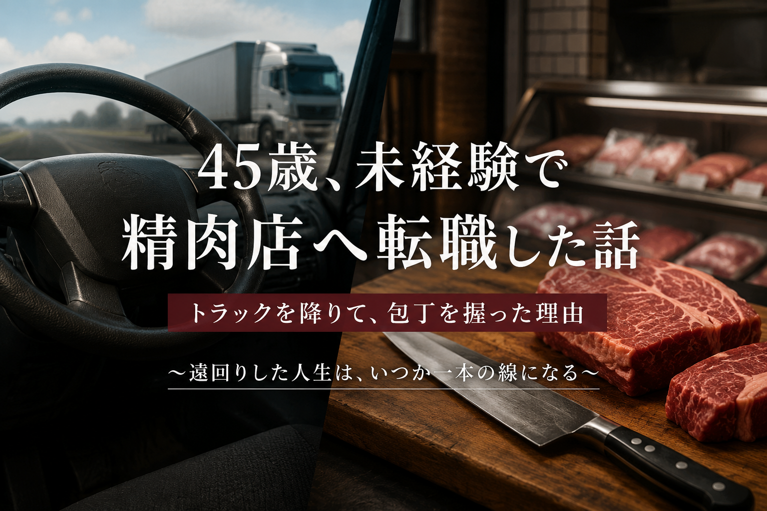 45歳でトラック運転手から未経験の精肉店へ転職したことを表現したアイキャッチ画像